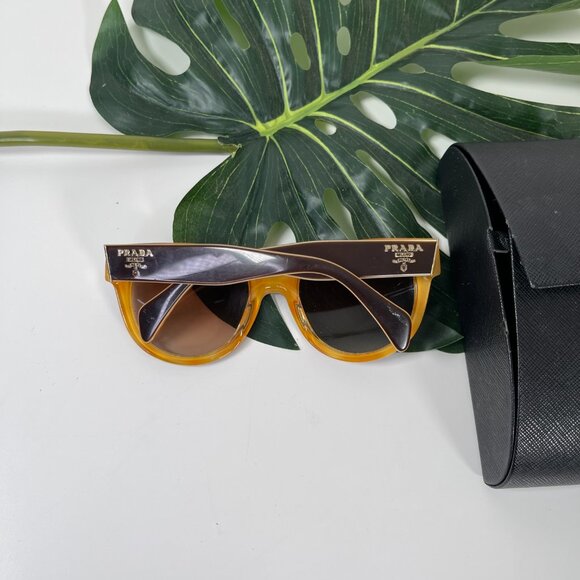 Prada Havana Brown/Brown Gradient SPR170 Cat Eye Sunglasses Size 54-22-140 - Picture 9 of 11